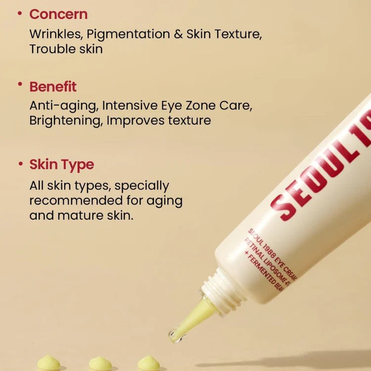 30 ML Seoul 1988 EYE CREAM : Retinal Liposome 4% + Fermented Bean